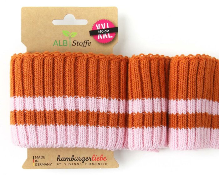 Bio-Bündchen CUFF ME COZY STRIPE, orange-rosa