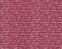 Patchworkstoff WORDS TO LIVE BY, Schrift, dunkelrot