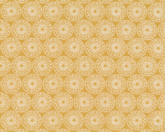 Patchworkstoff WORDS TO LIVE BY, Medaillon, goldgelb