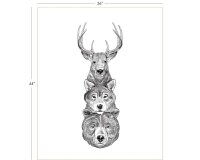 90-cm-Panel Patchworkstoff HUDSON, Tierköpfe, schwarz-weiß