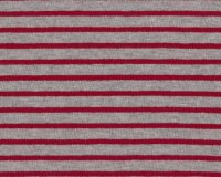 Baumwoll-Jersey CAMPAN, Streifen, grau meliert-rot