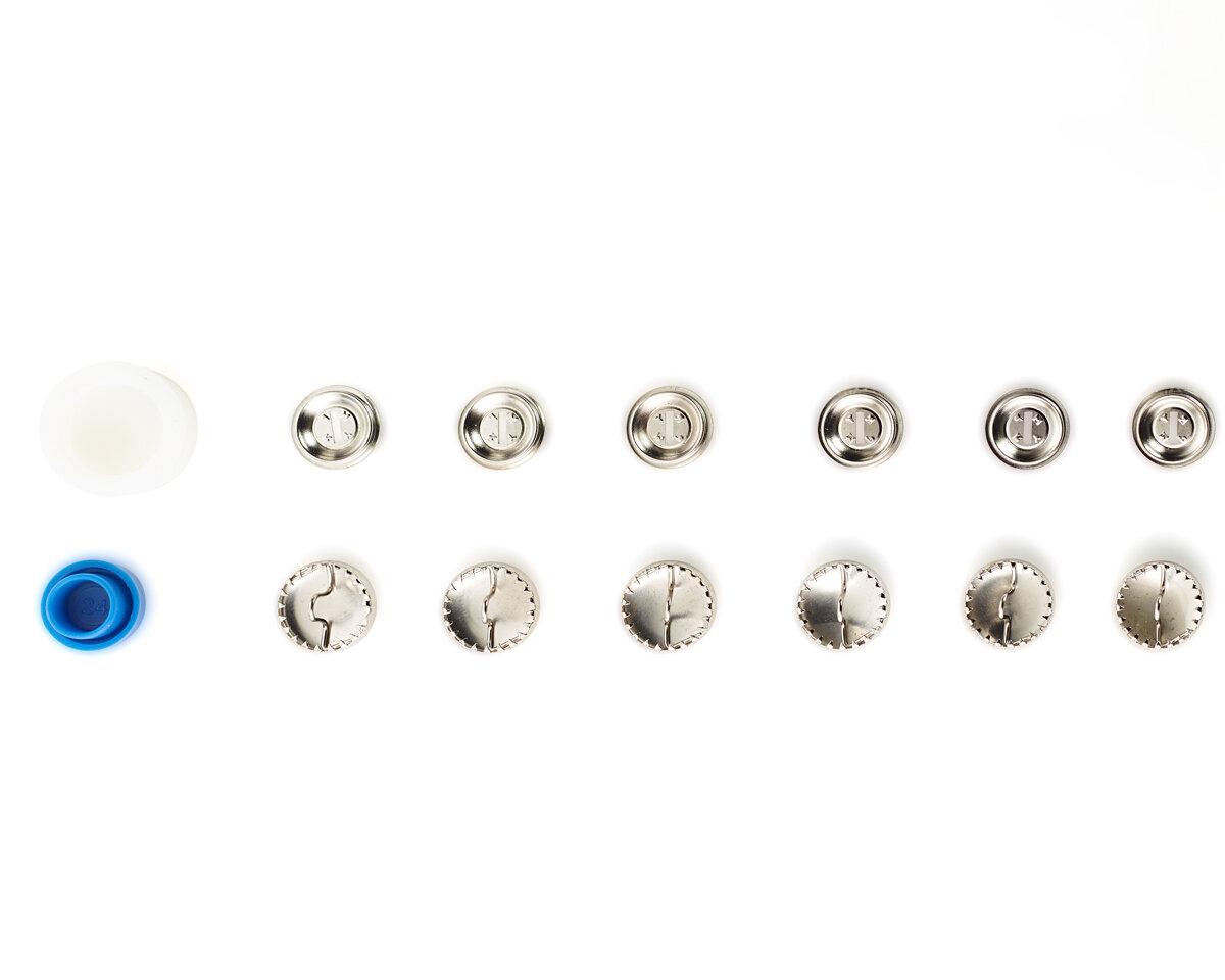 Telliswelt Bottoni Rivestibili In Metallo - 5 Pezzi Da 19 Mm Con Attrezzo Per Applicazione - Color Argento, Fai Da Te - 5