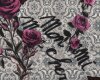 80 cm Reststück Designer-Baumwollsamt aus Italien MON CHER VELOUR, Rosen auf Spitze, fuchsialila-natur