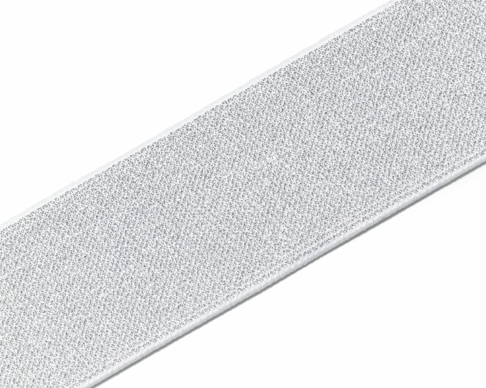 Gummiband ELASTIKBUND, glitzer metallic, Prym weiß-silber 25 mm