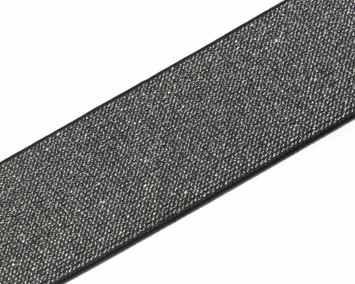 Gummiband ELASTIKBUND, glitzer metallic, Prym schwarz-silber 50 mm
