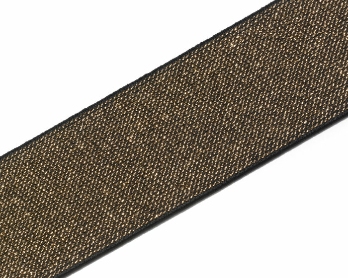 Gummiband ELASTIKBUND, glitzer metallic, Prym schwarz-gold 25 mm