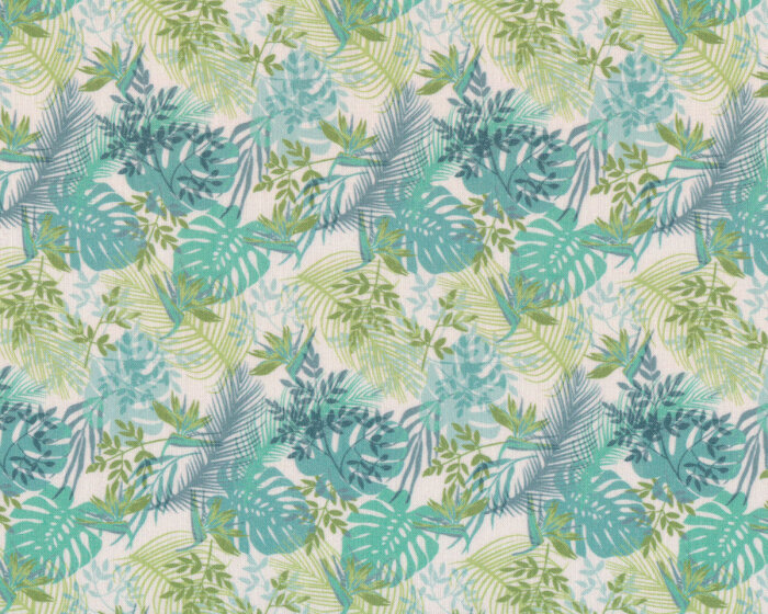Deko-Baumwollstoff CODAJAS, Pflanzen, türkis