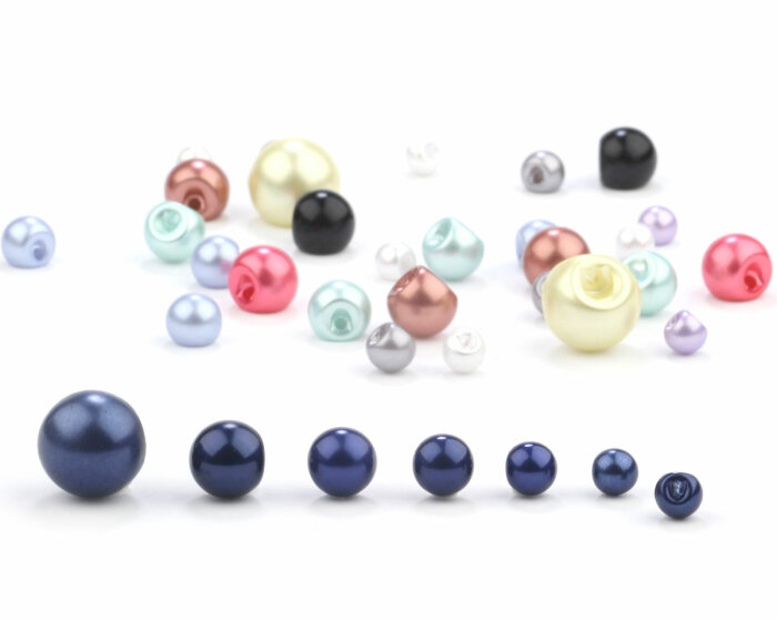 Kunststoffknopf PERLE mit Steg, Perlmuttoptik korallrot 11 mm