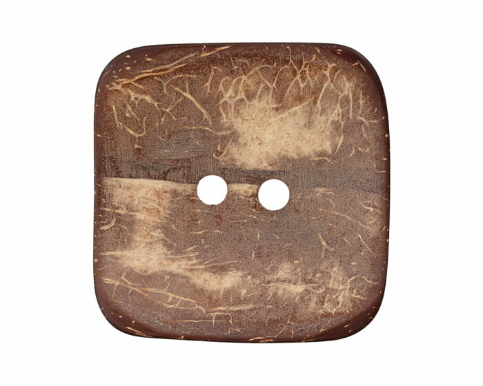 Kokosknopf VIERECKIG, braun, Union Knopf 35 mm