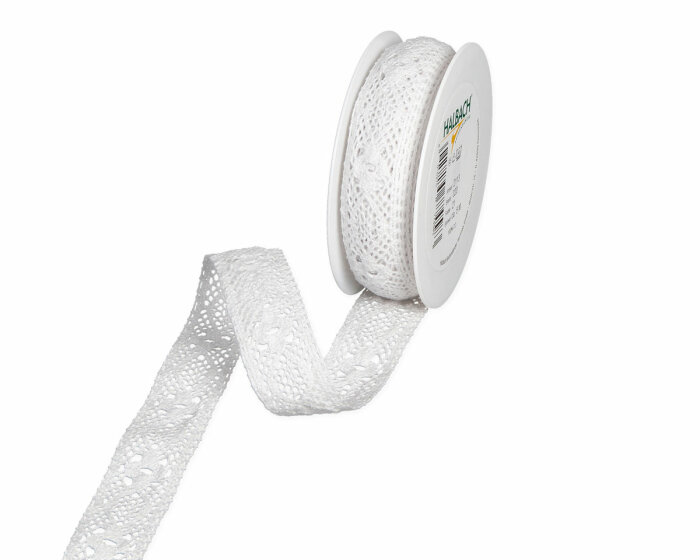 5 m Baumwoll-Spitzenband HÄKELSPITZE, 20 mm, hellgrau