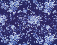 Westfalenstoff DELFT, Blumenbouquets, blau-weiß