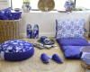 Westfalenstoffe Piqué DELFT, Fliesen-Ornament, taubenblau-weiß
