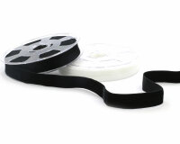Samtband ELASTISCH mit Falzkante, weiß oder schwarz weiß 16 mm