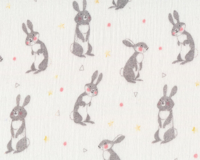 Double Gauze BONITINHO, Häschen, wollweiß