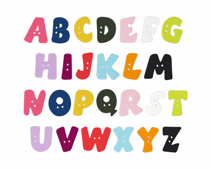 Buchstabenknopf ALPHABET, Union Knopf blau P