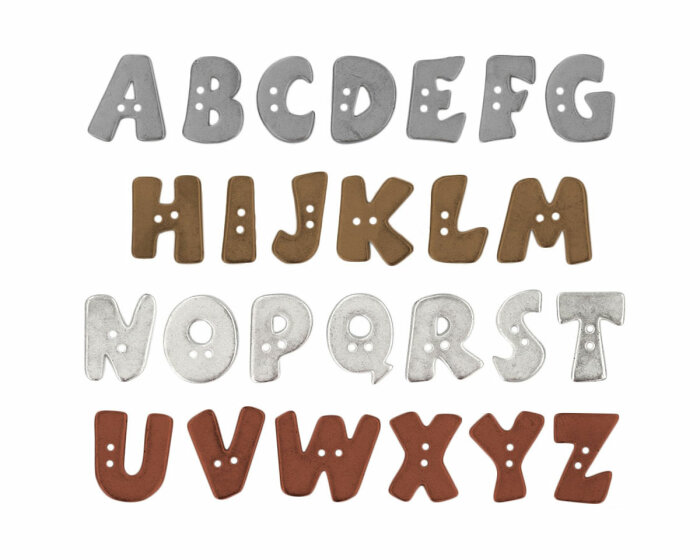 Buchstabenknopf ALPHABET, metallic, Union Knopf silber N