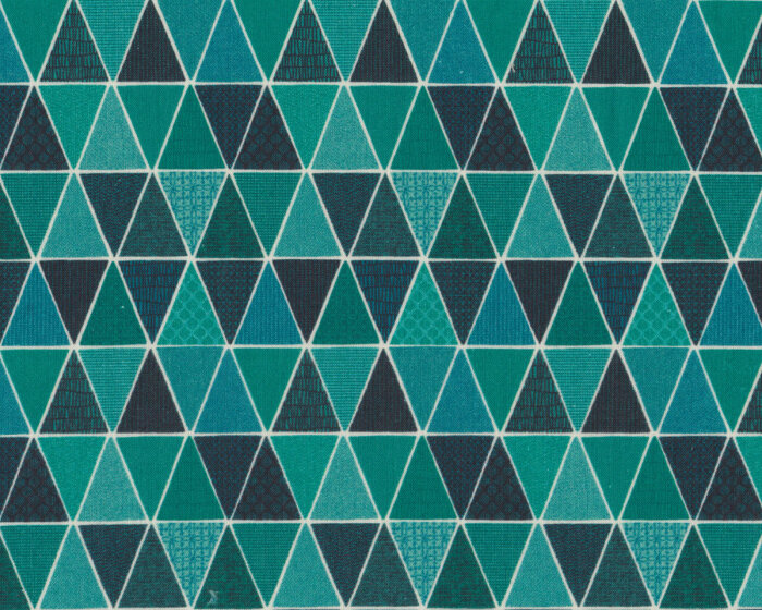 Deko-Baumwollstoff LINDO, Dreiecke, petrol