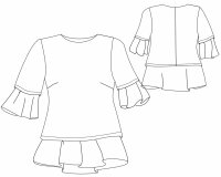 Zwischenmass Schnittmuster BLUSE MIT VOLANTS