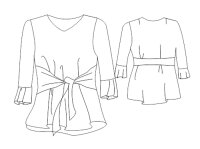 Zwischenmass Schnittmuster BLUSE MIT SCHÄRPE 168 K (Kleiner Umfang)