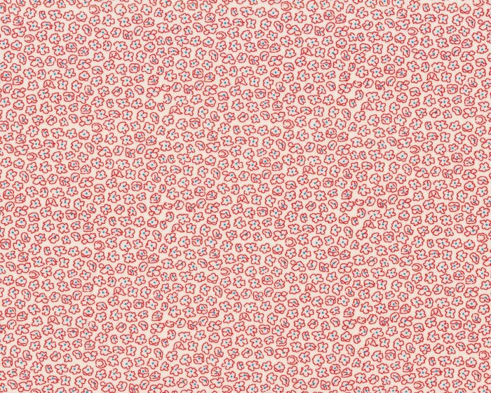 Designer Baumwollstoff aus Italien SMITH, Millefleur, rot-weiß