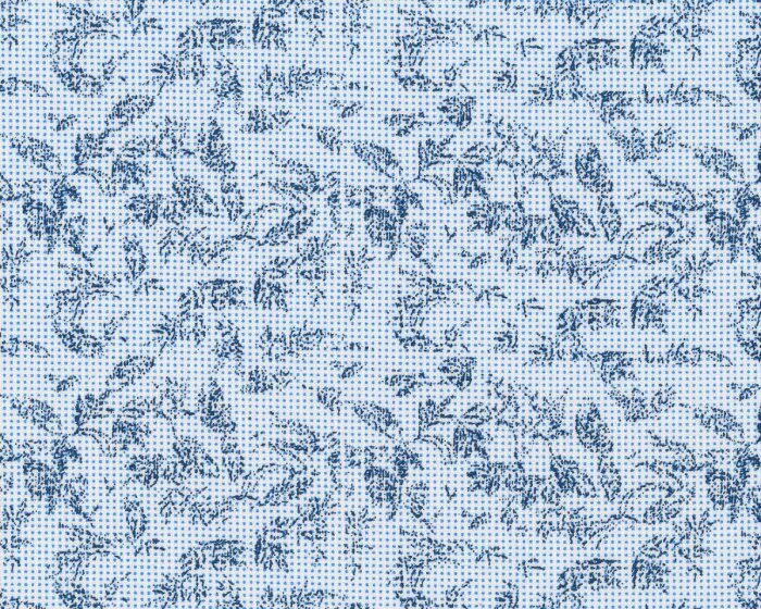 Designer Baumwollstoff aus Italien SMITH, Blätte-Raster, blau-aqua