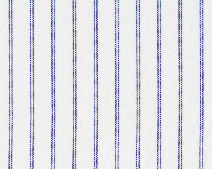 Designer Hemdenstoff CARUSO aus Italien, Nadelstreifen, weiß-blau