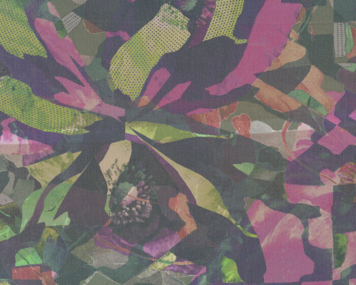 Designer Seidenchiffon CHRISTIANO aus Italien, Mosaik, hellgrün-fuchsia