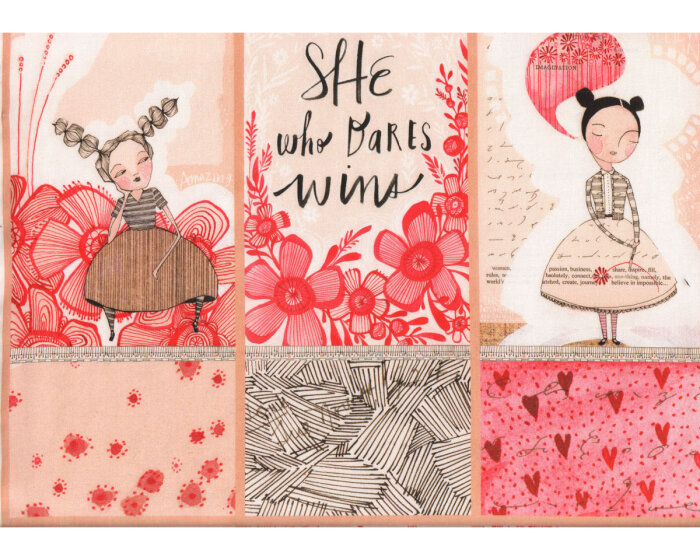 60-cm-Rapport Patchworkstoff LOVE IS SPOKEN HERE, Mädchen, Cori Dantini