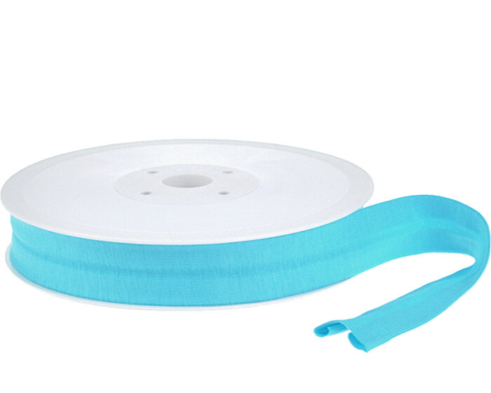Baumwolljersey-Schrägband ELASTIC, einfarbig, 20 mm türkis