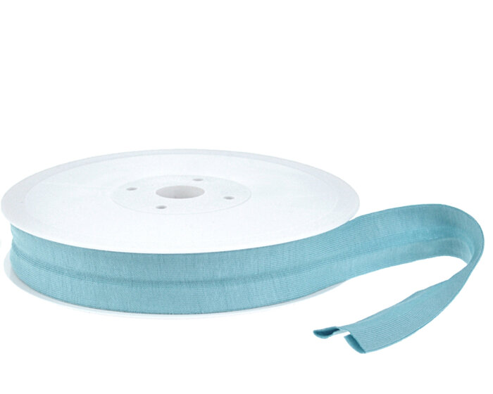 Baumwolljersey-Schrägband ELASTIC, einfarbig, 20 mm hellblau