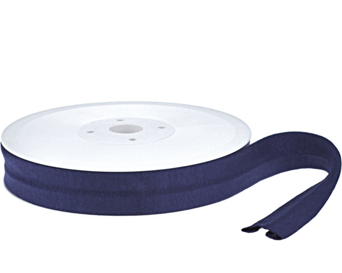 Baumwolljersey-Schrägband ELASTIC, einfarbig, 20 mm marineblau