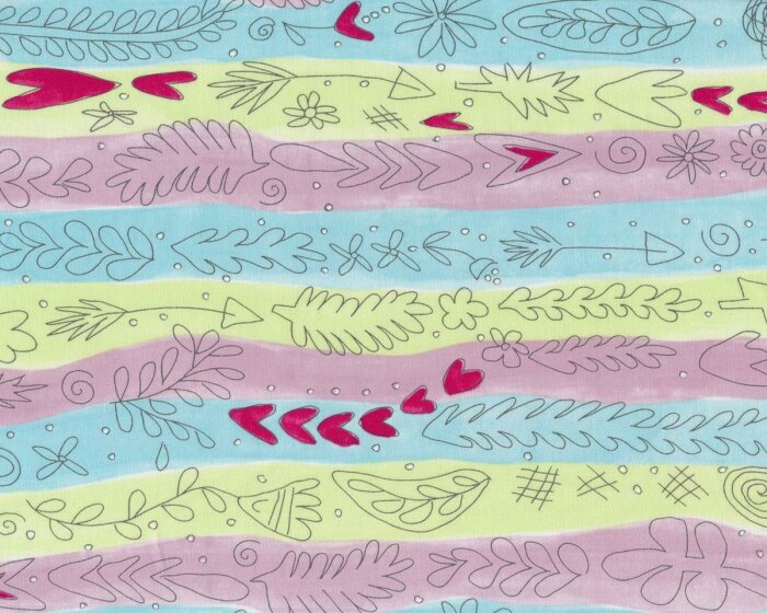 Patchworkstoff THE DRESS, Blätterstreifen, türkis, Free Spirit