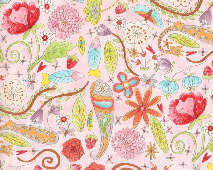Patchworkstoff THE DRESS, Gartenmotive, rosa, Free Spirit