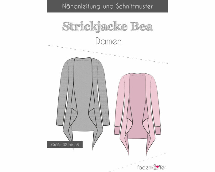 Damen-Schnittmuster Strickjacke BEA, fadenkäfer