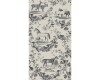 55 cm Reststück Leinen-Dekostoff SANAYA, Pferde, Hirsche und Rosen, anthrazit-natur dunkel