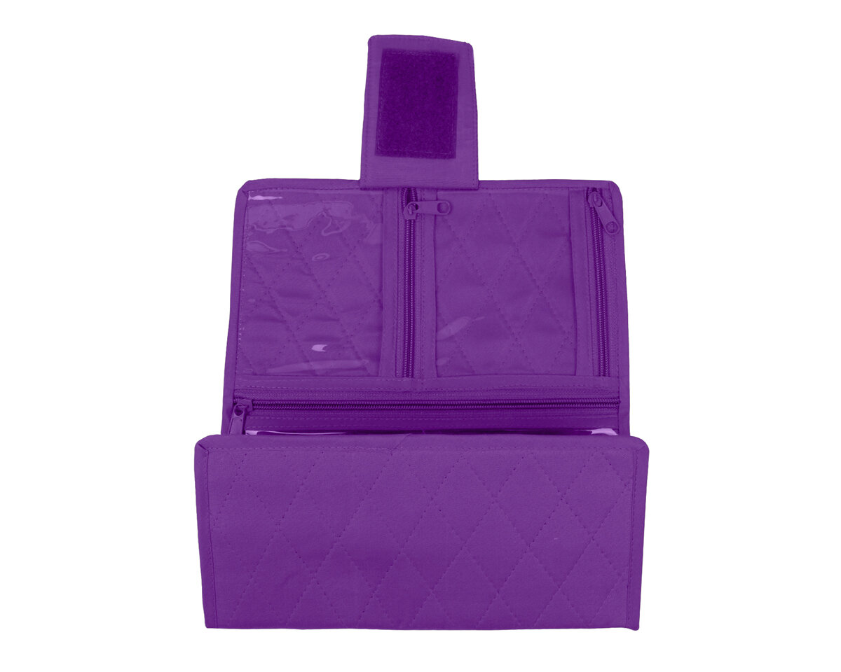 Yazzii Mini Craft Organizer Grande Viola - 8 Scomparti Con Cerniera E Pannelli Trasparenti, Porta Accessori Per Cucito, Cosmetici, Farmaci, Viaggio