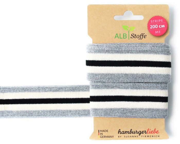 Strick-Band STRIPE ME GLAM CHECK POINT, Streifen, grau, Albstoffe