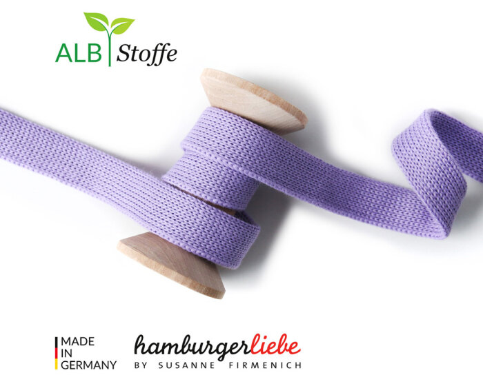 Hoodie-Kordel CORD ME UNI, flach, Albstoffe 20 mm lavendel
