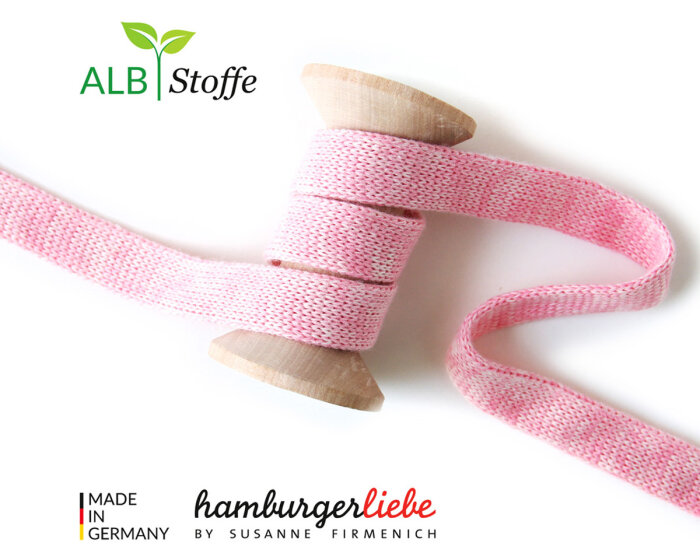 Hoodie-Kordel CORD ME MELANGE, flach, Albstoffe 12 mm rosa