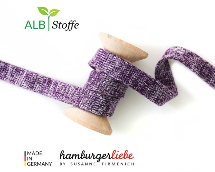 Hoodie-Kordel CORD ME MELANGE, flach, Albstoffe 12 mm lila