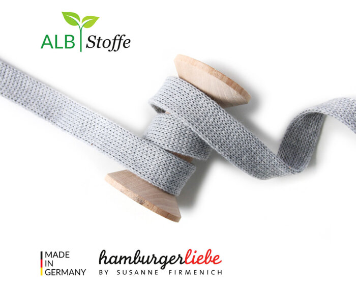 Hoodie-Kordel CORD ME MELANGE, flach, Albstoffe 20 mm hellgrau