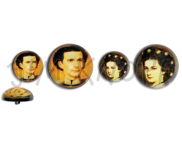 Gewölbter Kunststoffknopf mit Steg SISSI & LUDWIG