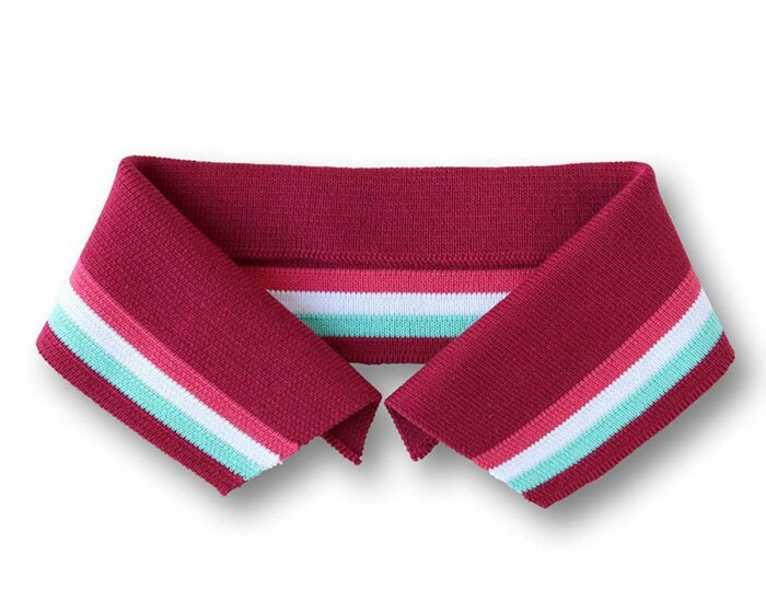 Polokragen zum Annähen POLO ME COLLEGE, fuchsia-mint, Albstoffe S, 38 cm