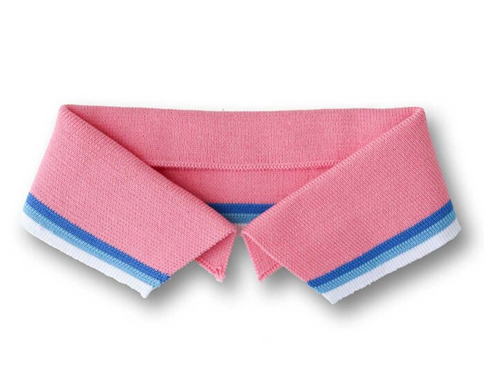 Polokragen zum Annähen POLO ME COLLEGE, rosa-blau, Albstoffe S, 38 cm