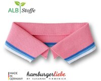 Polokragen zum Annähen POLO ME COLLEGE, rosa-blau, Albstoffe S, 38 cm