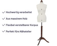 Schneiderpuppe LADY VALET, größenverstellbar, schwarz oder natur M natur