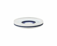 Kunststoffknopf mit Relief-Ringen, Union Knopf weiß-blau 15 mm