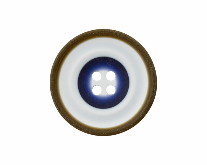 Kunststoffknopf mit Relief-Ringen, Union Knopf braun-blau 20 mm