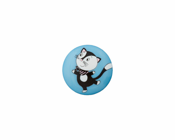 Kinderknopf KATER MIAU, Union Knopf blau