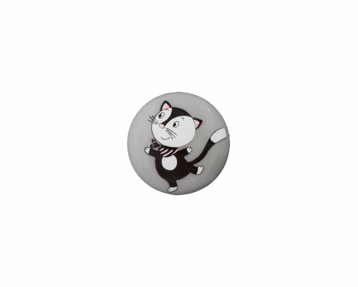 Kinderknopf KATER MIAU, Union Knopf grau